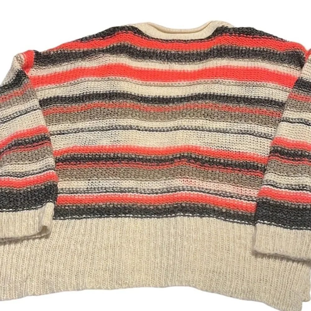 Topshop Tassel Stripe Open Front Chunky Cardigan Sweater Size 8